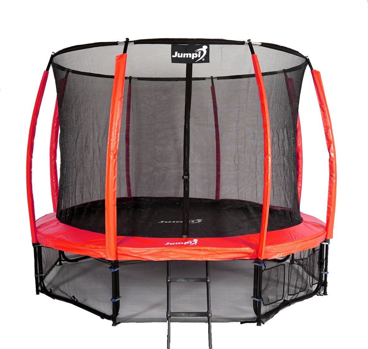 Trampolina ogrodowa Jumpi ogrodowa Maxy Comfort Plus z siatką wewnętrzną 12.5 FT 374 cm czerwona