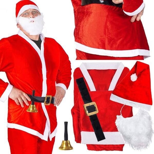 Springos Strój św. Mikołaja zestaw 6 elementowy UNIWERSALNY