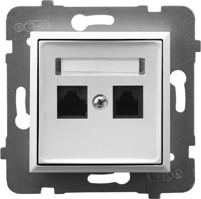 Ospel ARIA Gniazdo komputerowe podwójne, kat. 5e MMC biały GPK-2U/K/m/00