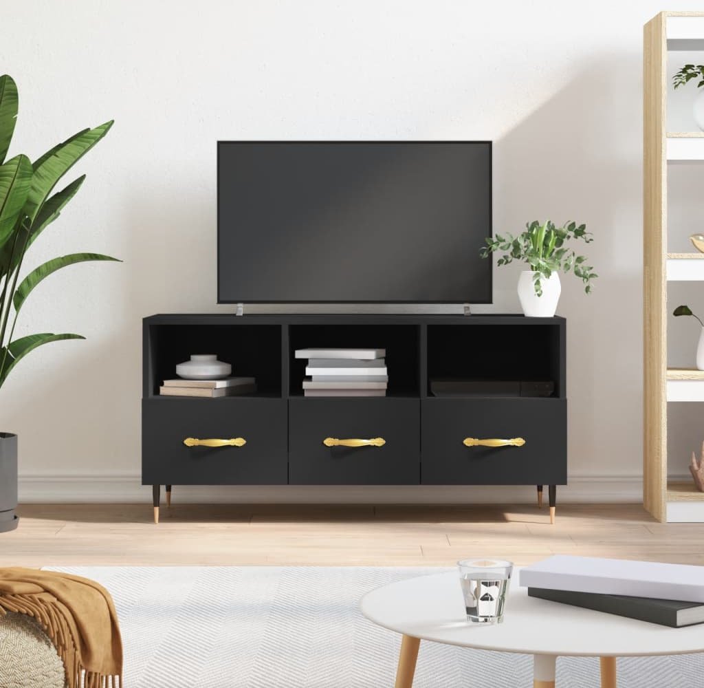 vidaXL Szafka pod TV, czarna, 102x36x50 cm