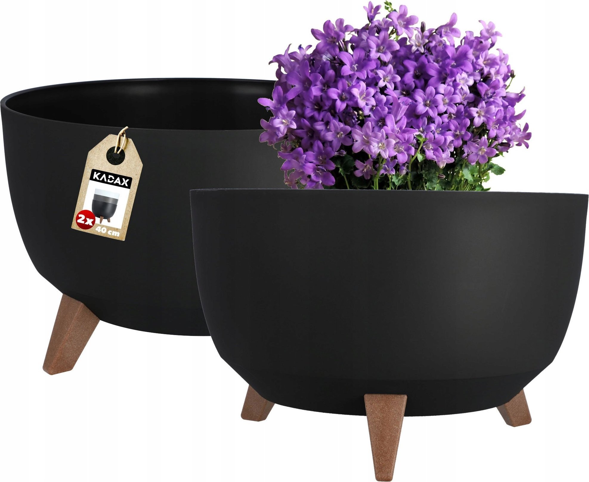 Kadax KADAX 2x Doniczka Na Nóżkach Wkład 40cm Czarna
