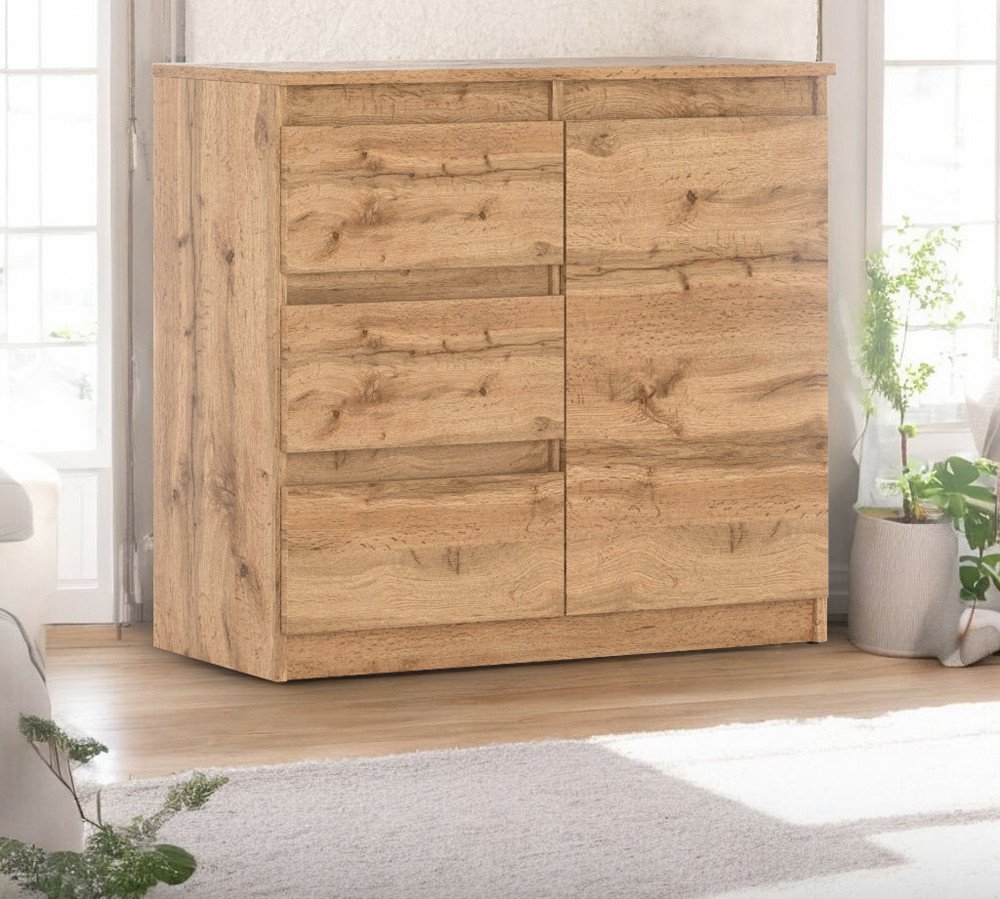 Komoda 80cm 3 Szuflady Szafka Do Salonu Sypialni Dąb Wotan San Sebastian