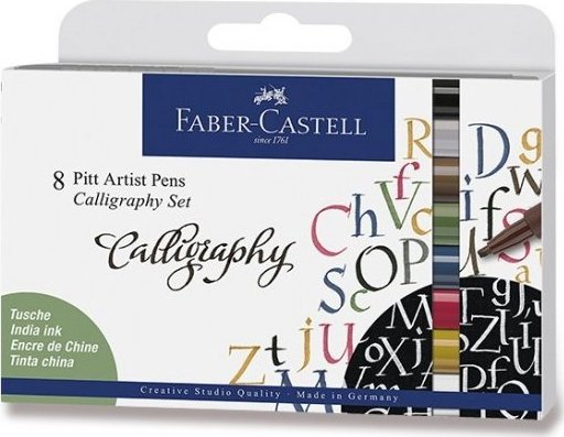 Faber-Castell 167508 pióro Czarny, Niebieski, Brązowy, Złoto, Zielony, Szary, Różowy, Biały 8 szt.