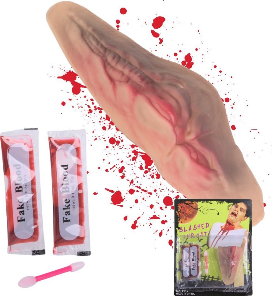 Verk Sztuczna rana podcięte gardło z 10ml sztucznej krwi dodatek na halloween Sztuczna rana podcięte gardło z 10ml sztucznej krwi dodatek na halloween