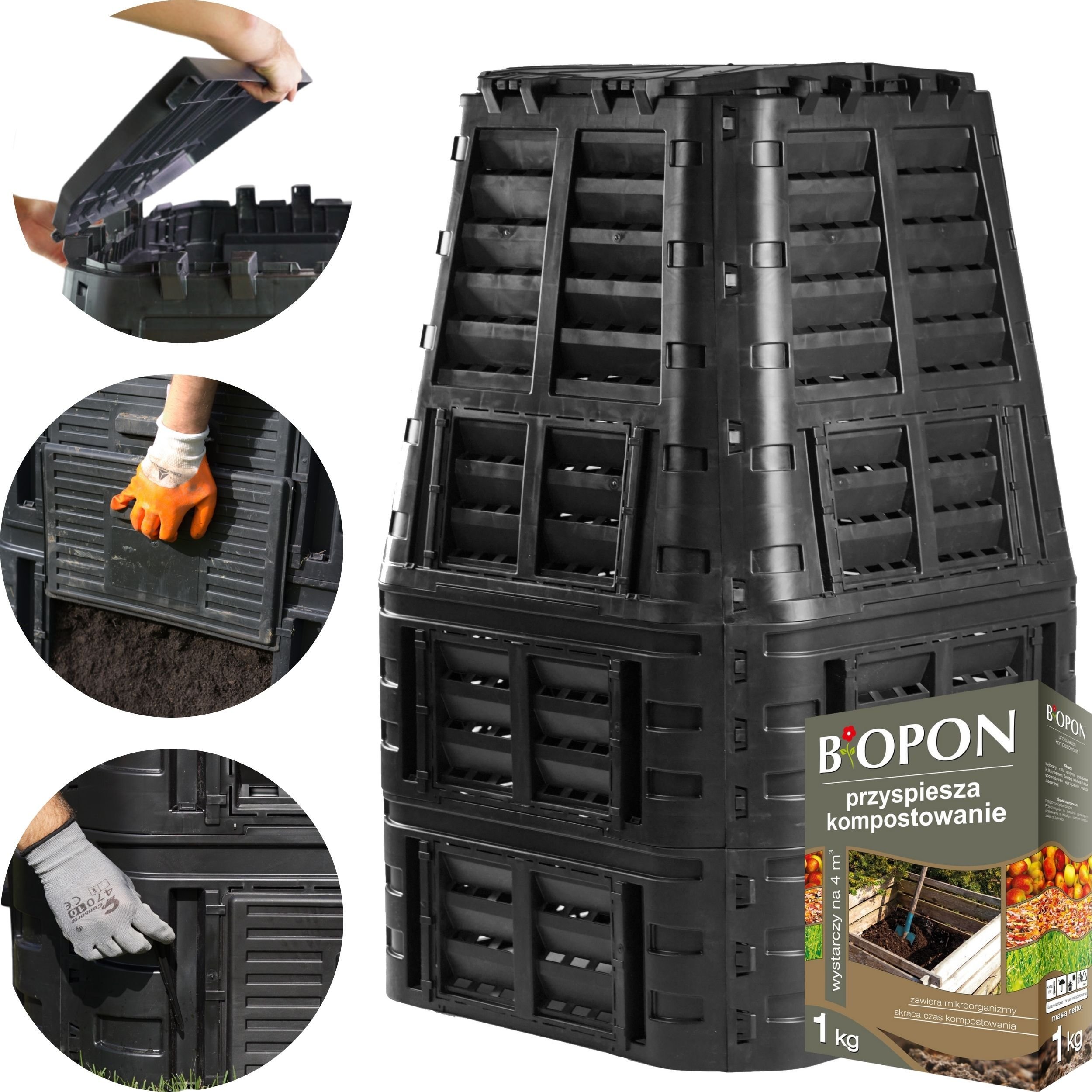 Kompostownik 1000l Pojemnik Zbiornik na kompost do ogrodu + Komposter Nawóz