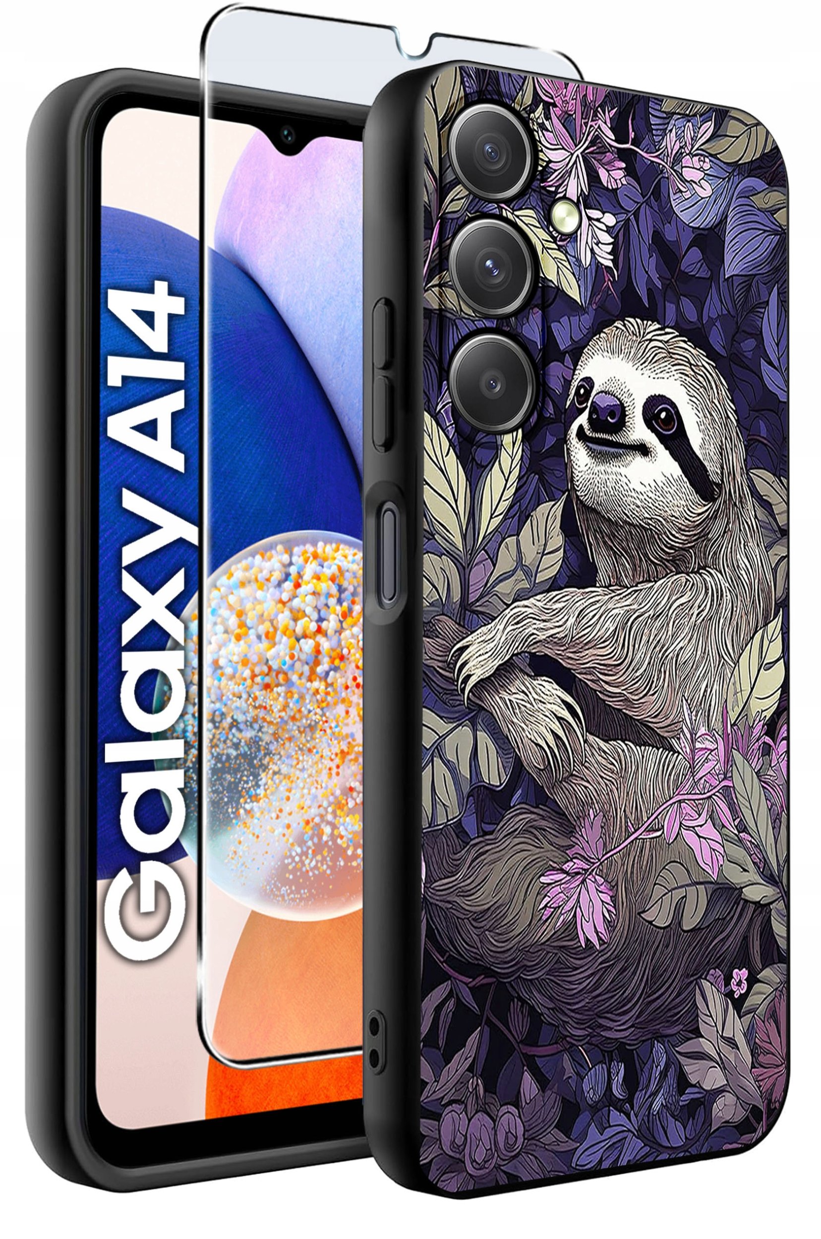 ETUI do Samsung A14 5G WZORY | SILIKONOWE MATT CASE + SZKŁO HARTOWANE 9H