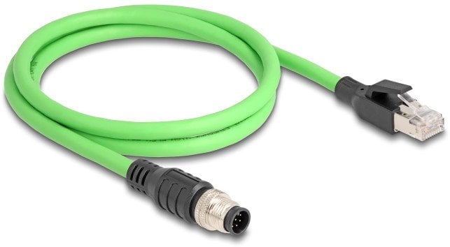 DELOCK M12 Kabel A-kodiert 8 Pin St. zu RJ45 St. PUR(TPU) 1m