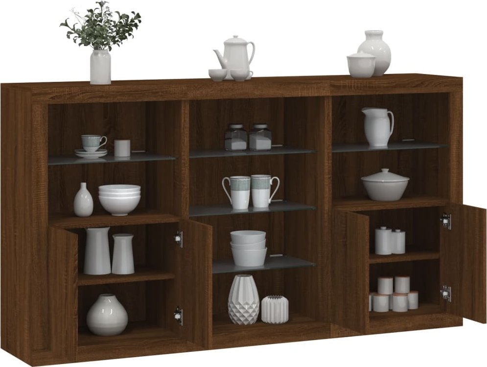 vidaXL Szafka z oświetleniem LED, brązowy dąb, 181,5x37x100 cm