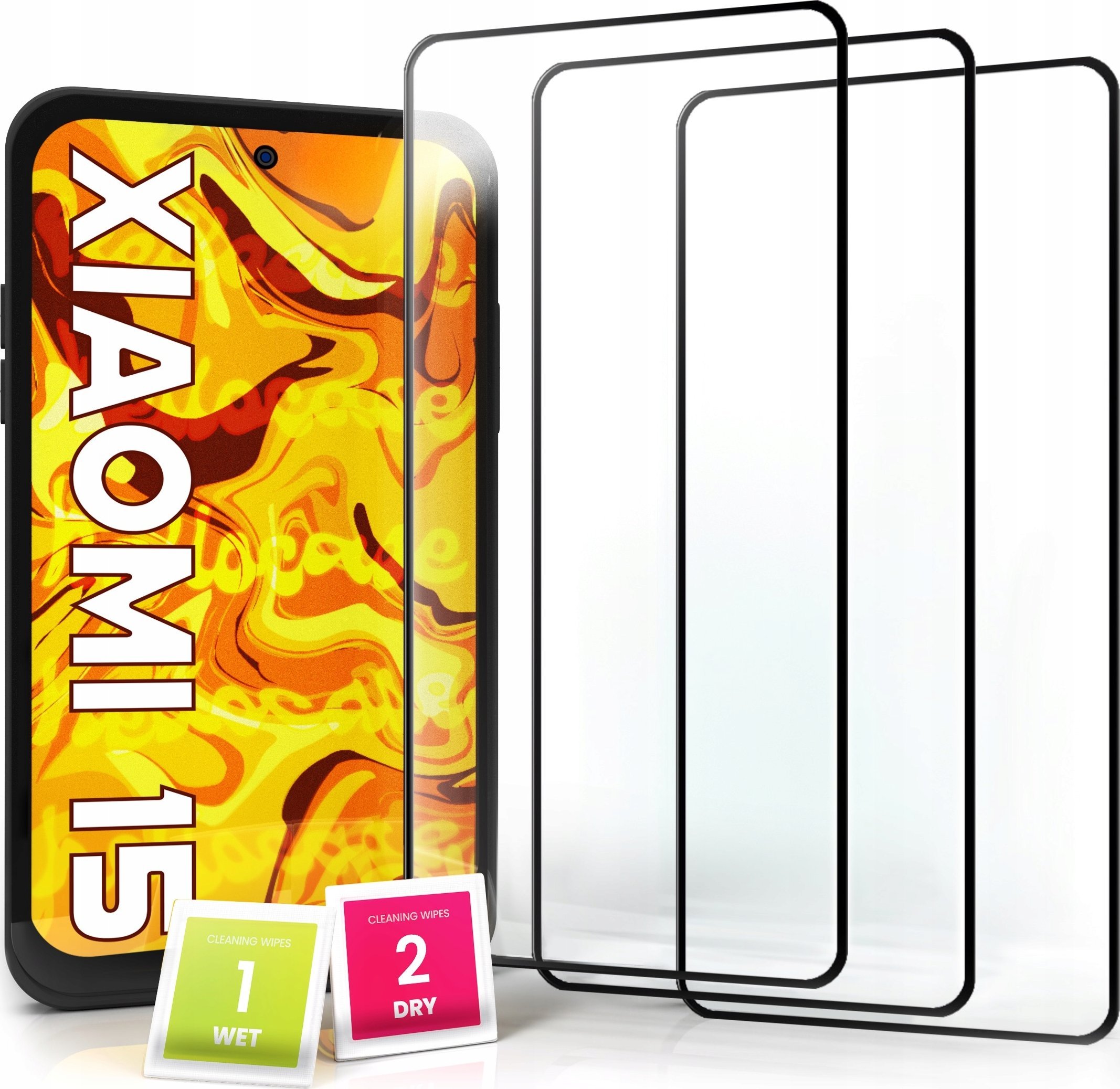 3-PAK Szkło Hartowane do Xiaomi 15 (na cały ekran, 9H, ochronne 5D)