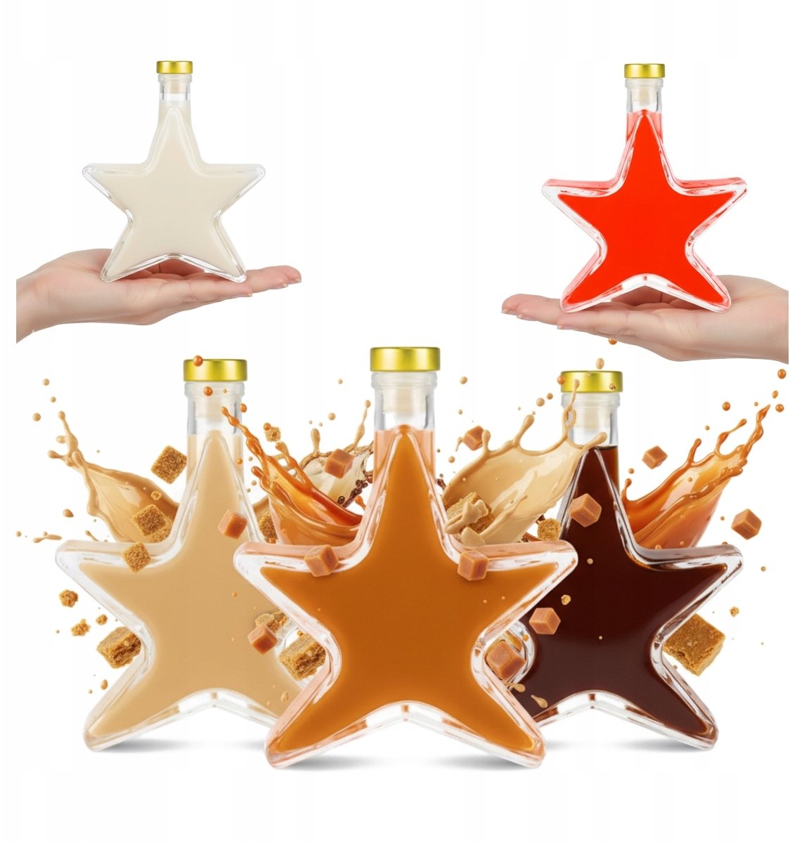 Bimberek 5X BUTELKI ŚWIĄTECZNE GWIAZDKA 200ML NA NALEWKI WINO LIKIER