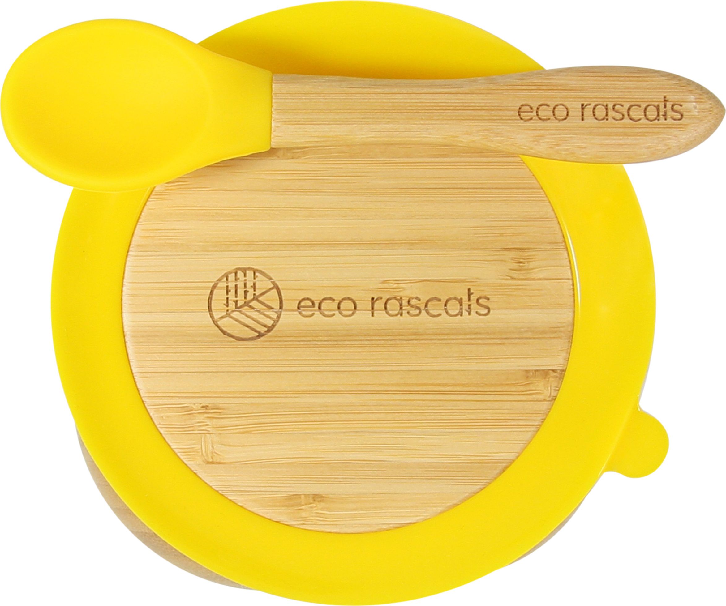 ECO RASCALS ECORASCALS Miseczka Bambusowa głęboka żółta zprzyssawką z łyżeczką