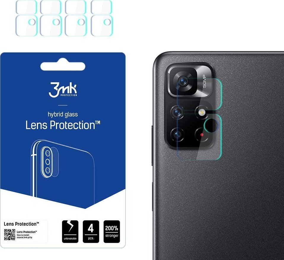 3MK Szkło hybrydowe na obiektyw aparatu 3MK Lens Protection Xiaomi Redmi Note 11S 5G/11T 5G [4 PACK]
