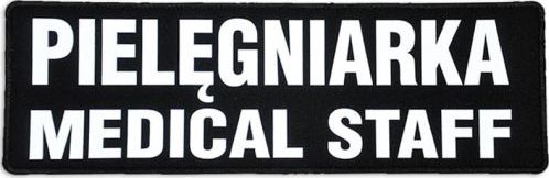 Polska Firma Emblemat PIELĘGNIARKA MEDICAL STAFF odblaskowy na rzepie 31 x 10 cm