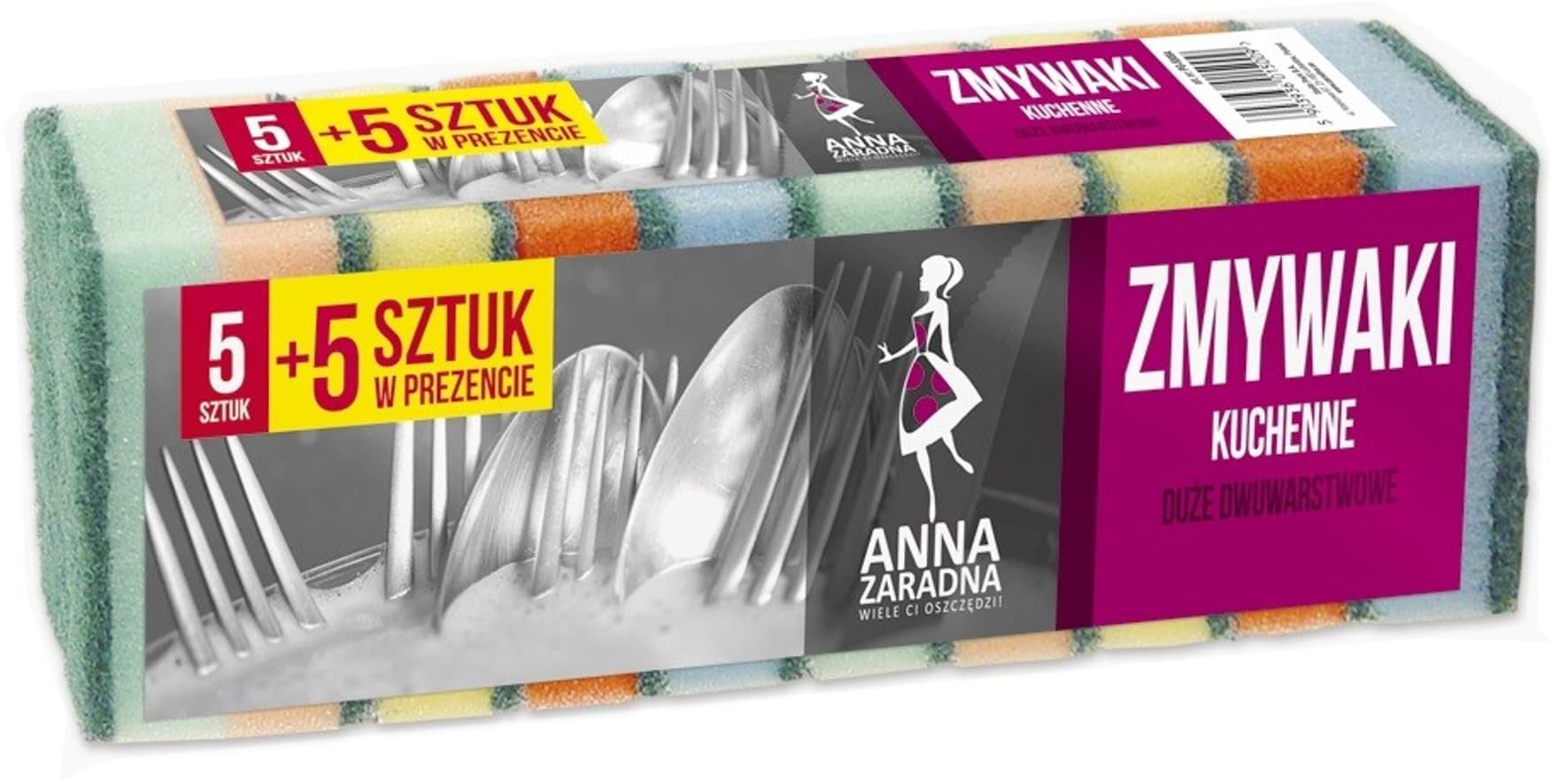 ANNA ZARADNA Zmywaki kuchenne duże - dwustronne 1 op.-10szt (5+5 gratis)