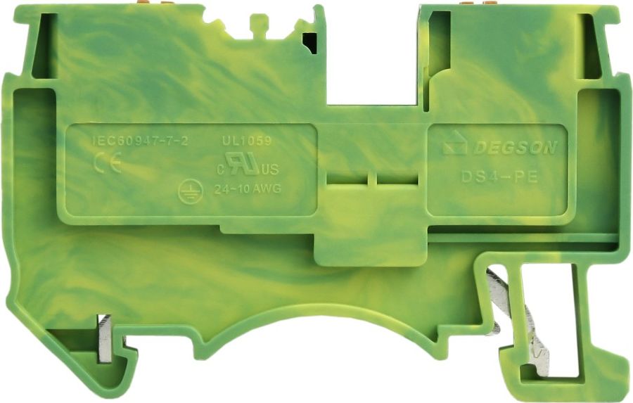 Degson Złączka szynowa przelotowa zaciskowa żółto-zielona PE 4mm2 1P UL