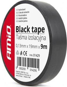 AMiO Taśma izolacyjna, czarna 19mm x 9m (12 szt w opakowaniu)