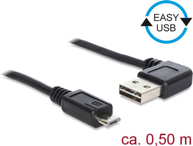 Kabel USB Delock USB-A - microUSB 0.5 m Czarny (85163)