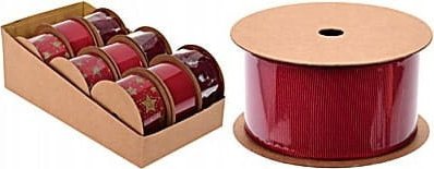 Koopman Wstążka świąteczna na prezenty czerwona dekoracyjna 270x4cm