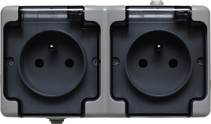 KOS BRYZA Gniazdo hermetyczne podwójne z/u IP54 z klapką dymną białe 181437