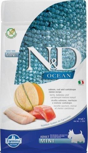 Farmina FARMINA N&D OCEAN DOG SALMON, CODFISH, CANTALOUPE ADULT MINI 800g