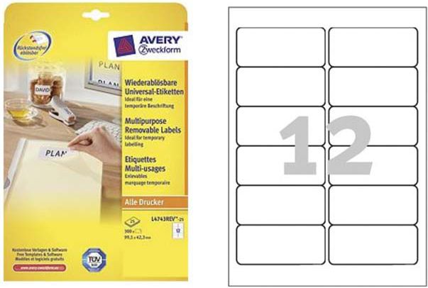 Avery Zweckform ETYK.ZF L4743REV-25 99,1X42,3 25 ARK. ETYKIETA - L4743REV-25
