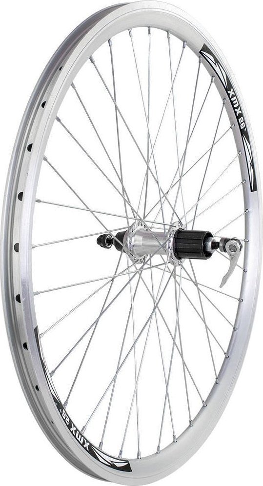 Triton Koło tylne 26" piasta A281QR kaseta 8-9-10 rzędów, łożyska maszynowe, obręcz stożkowa srebrna Uniwersalny