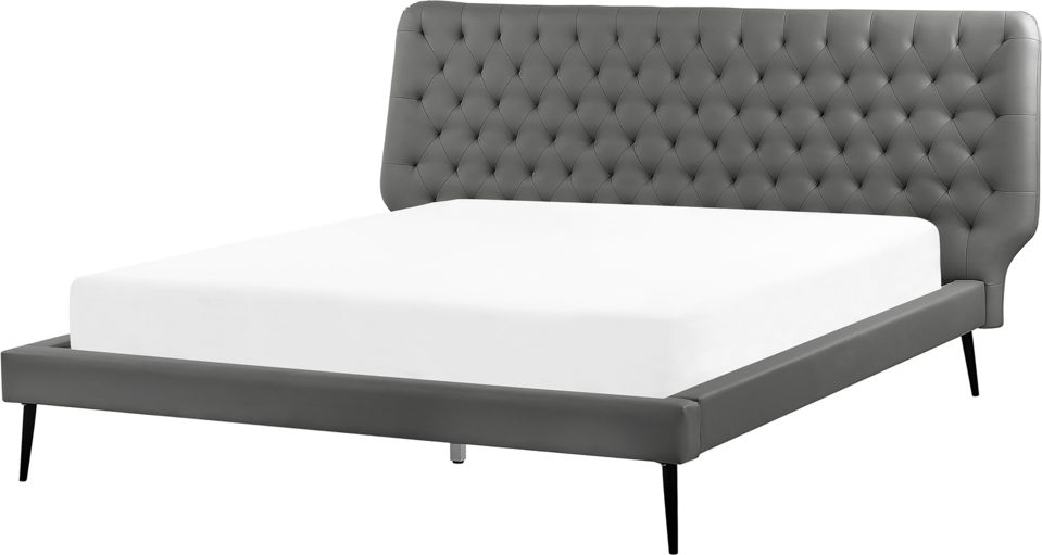 Beliani Łóżko ekoskóra 160 x 200 cm szare ESSONNE