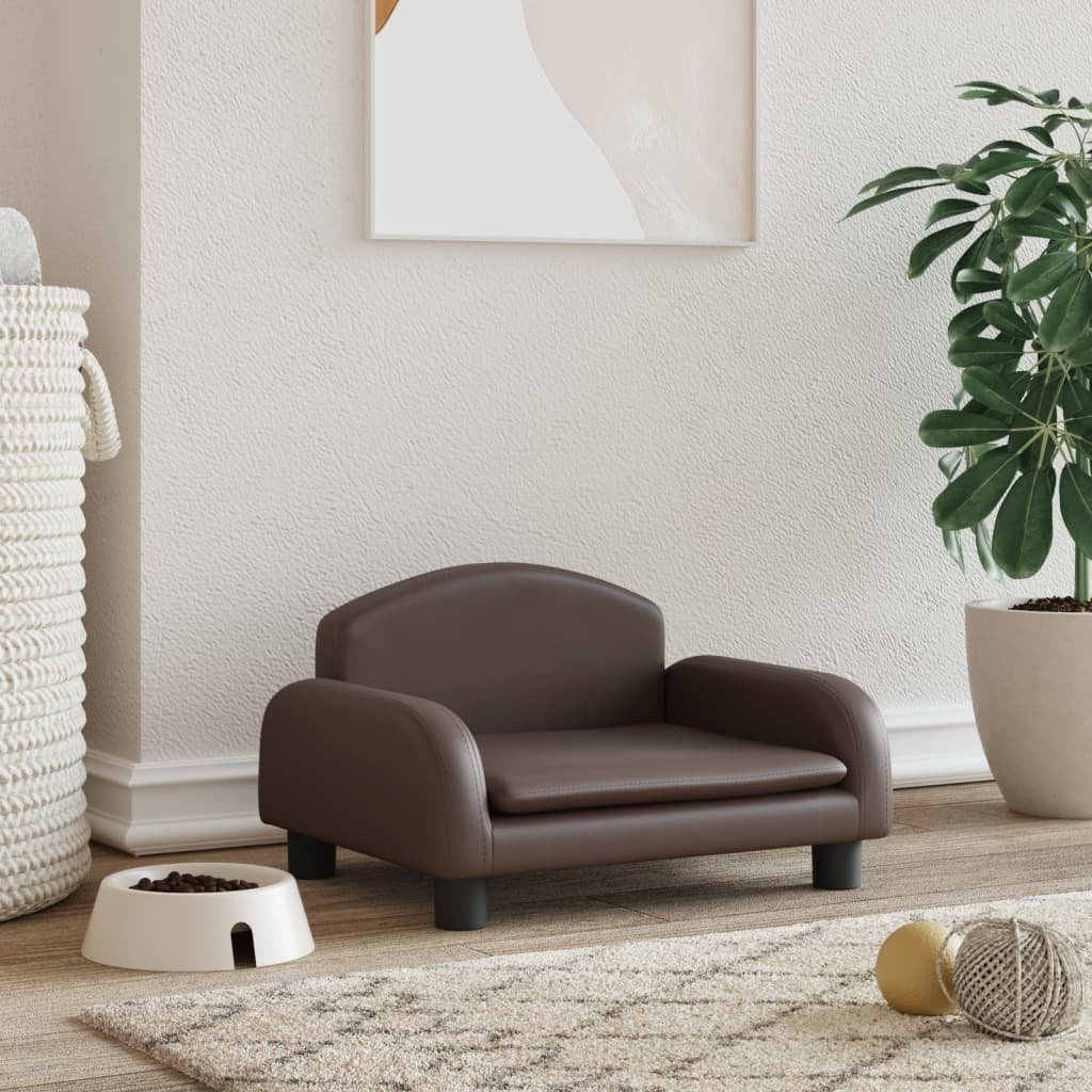 vidaXL vidaXL Legowisko dla psa, brązowe, 50x40x30 cm, sztuczna skóra