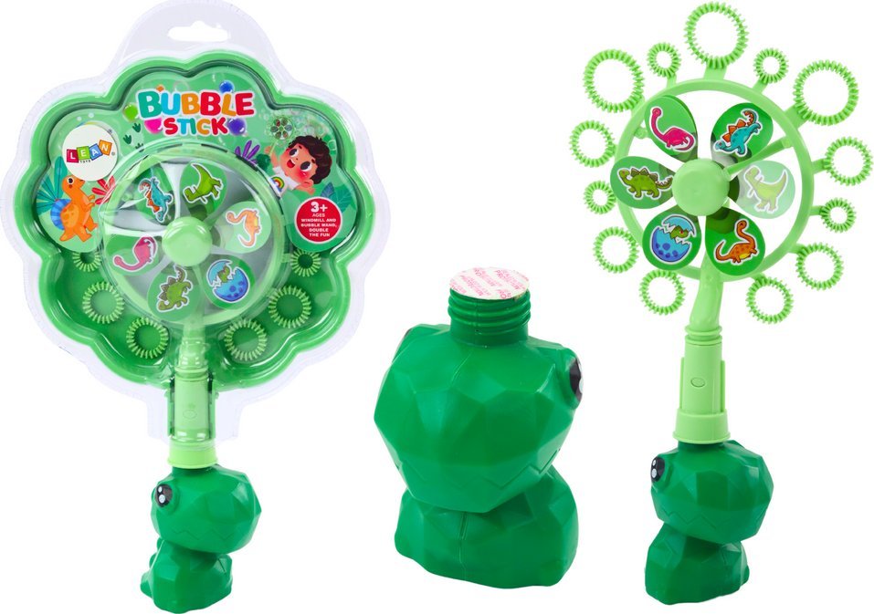 LeanToys Bańki Mydlane Wiatraczek Dinozaur Tacka Zielony