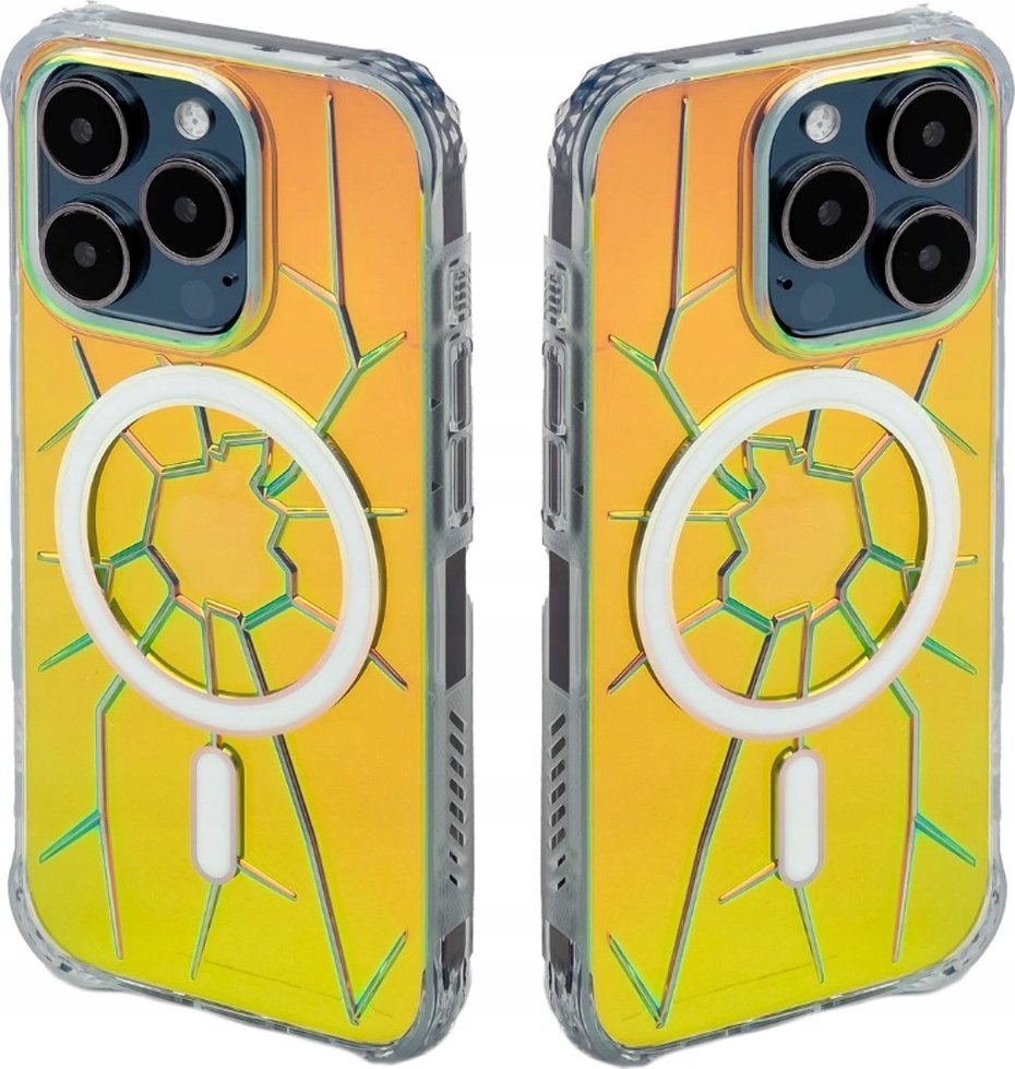 Kingxbar Etui silikonowe MagSafe Kingxbar PQY Crack Series do iPhone 15 Pro - holograficzne