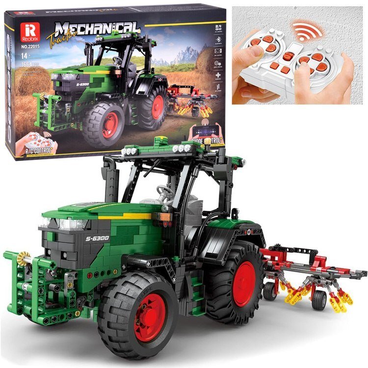 Klocki konstrukcyjne - Remote controlled TRAKTOR with plows 1664-ele ZA5798 EDUKAMP