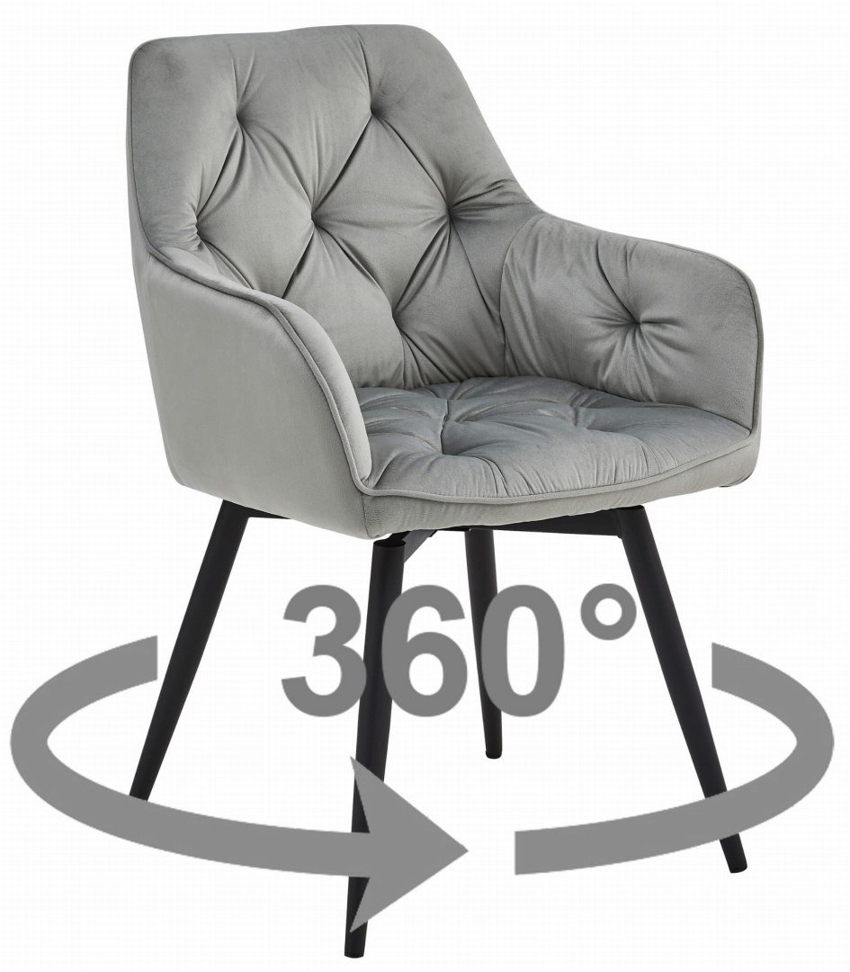 Krzesło JORK360 - aksamit srebrno-szary / nogi czarne x 1