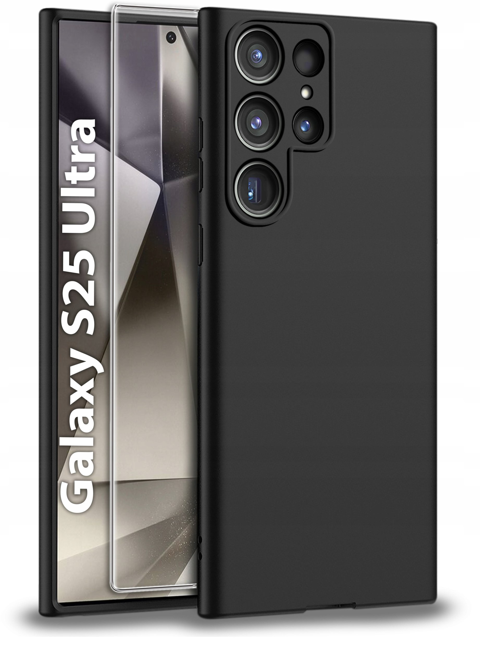 Etui do Samsung S25 Ultra CASE Gumowe CZARNE Matowe Silikon Slim + SZKŁO 9H
