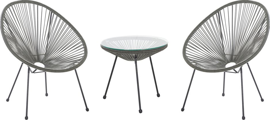 Beliani Zestaw mebli balkonowych rattanowy szary ACAPULCO II