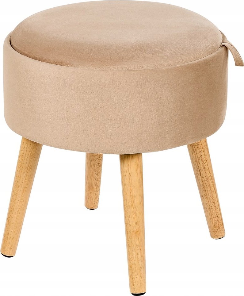 Beliani Stołek ze schowkiem welurowy beżowy NEELY