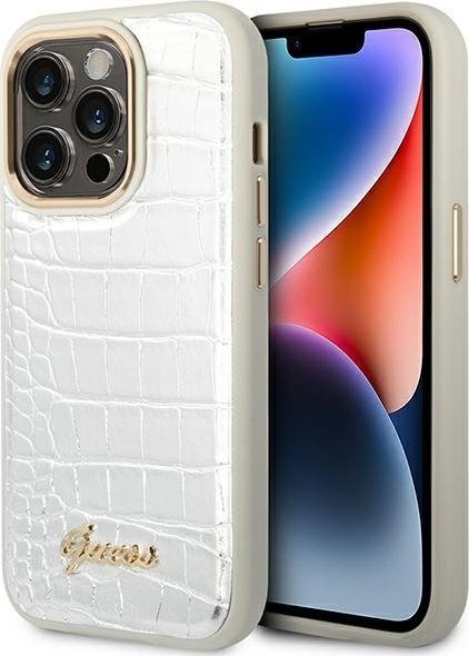 Guess GUHCP14LHGCRHS iPhone 14 Pro 6,1" srebrny/silver hardcase Croco Collection NoSize