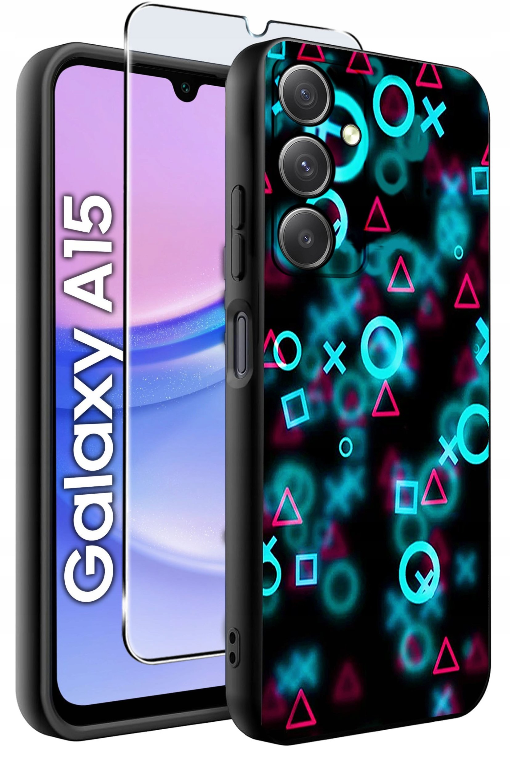 ETUI do Samsung A15 4G | 15 5G WZORY | SILIKONOWE MATT CASE + SZKŁO 9H