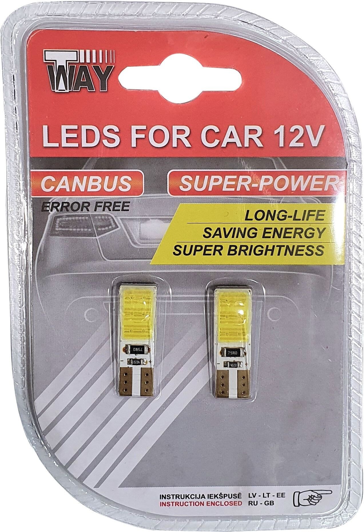 LED BULBS T10 CANBUS COB 2PCS