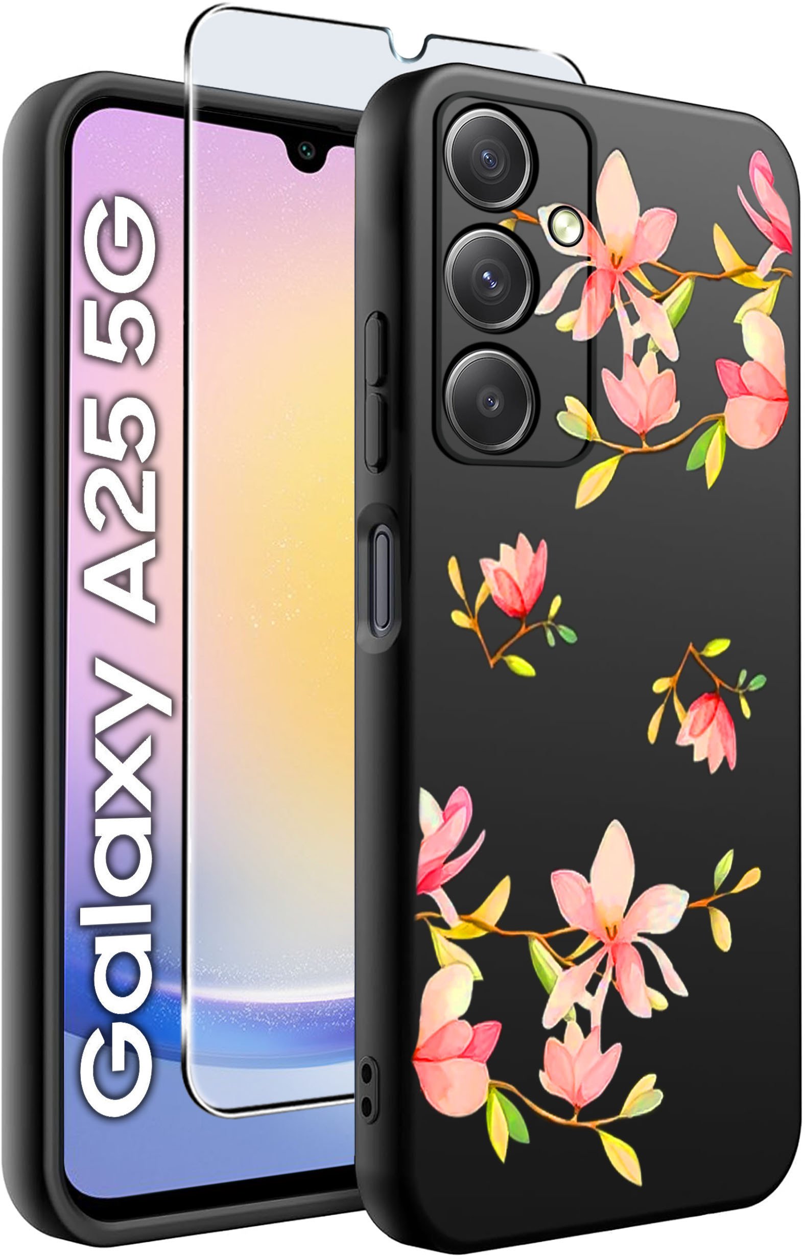 ETUI do Samsung A25 5G WZORY | SILIKONOWE MATT CASE + SZKŁO HARTOWANE 9H