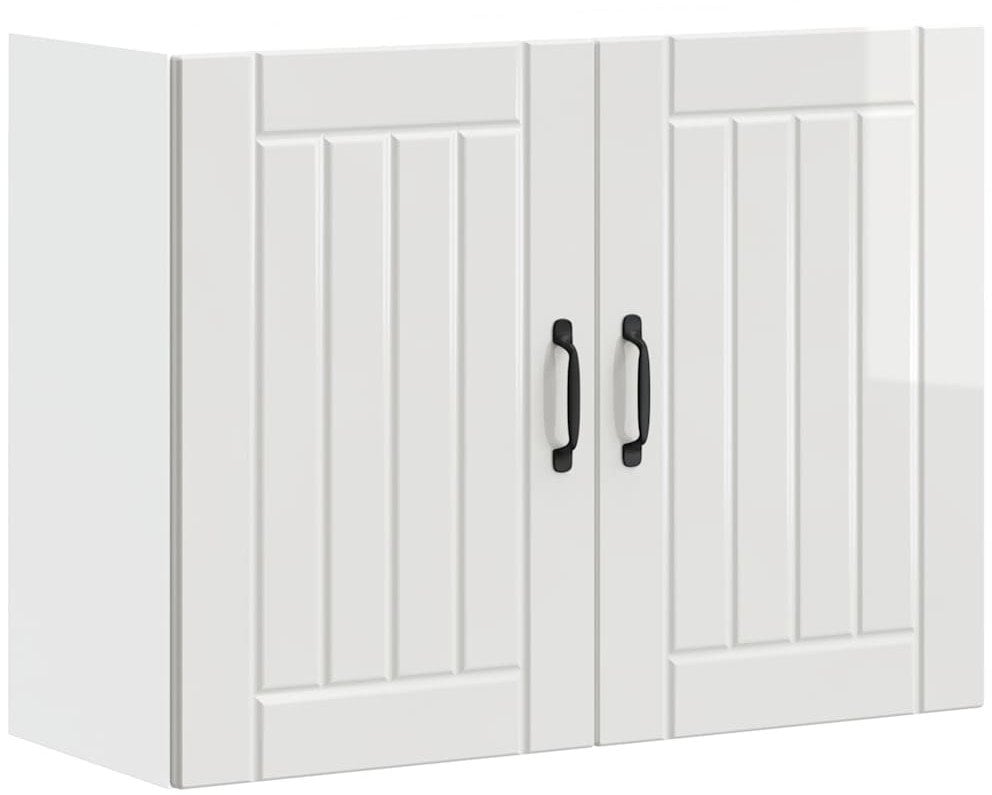 vidaXL Szafka ścienna kuchenna Wysoki połysk Biały Drewno klejone