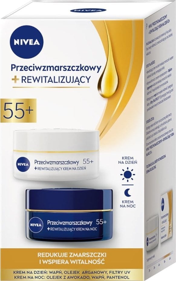 Nivea Przeciwzmarszczkowy+ modelujący krem na noc 55+ 50ml + Przeciwzmarszczkowy+ modelujący krem na dzień 55+ 50ml