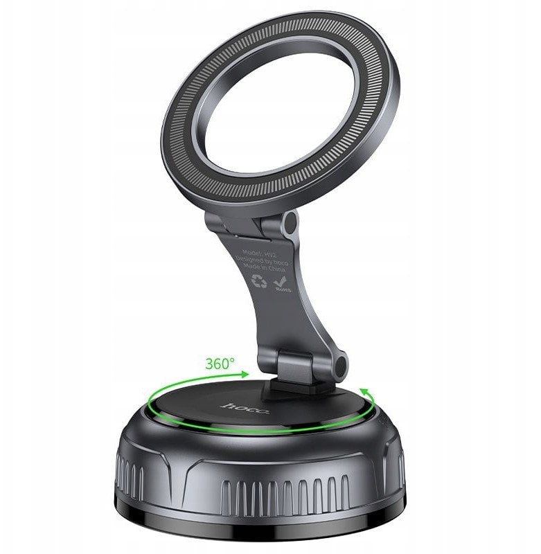 Uchwyt na telefon do samochodu magnetyczny Hoco z regulowaną przyssawką H92 czarno szary