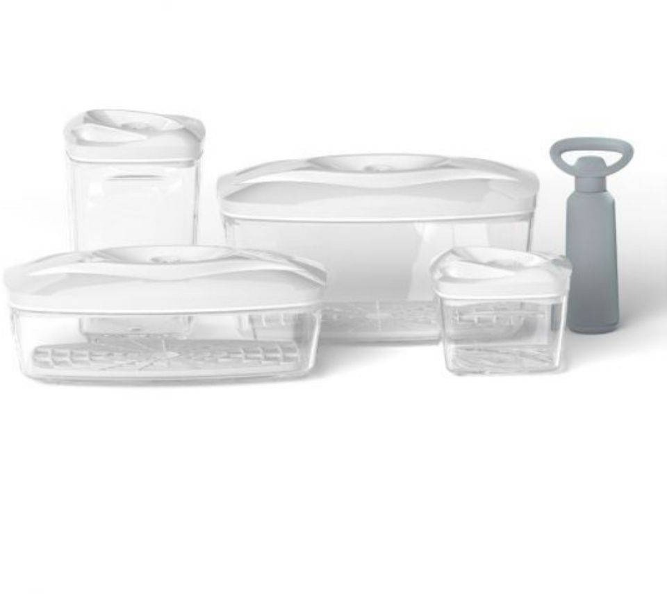 4 pojemniki hermetyczne na jedzenie białe pompka