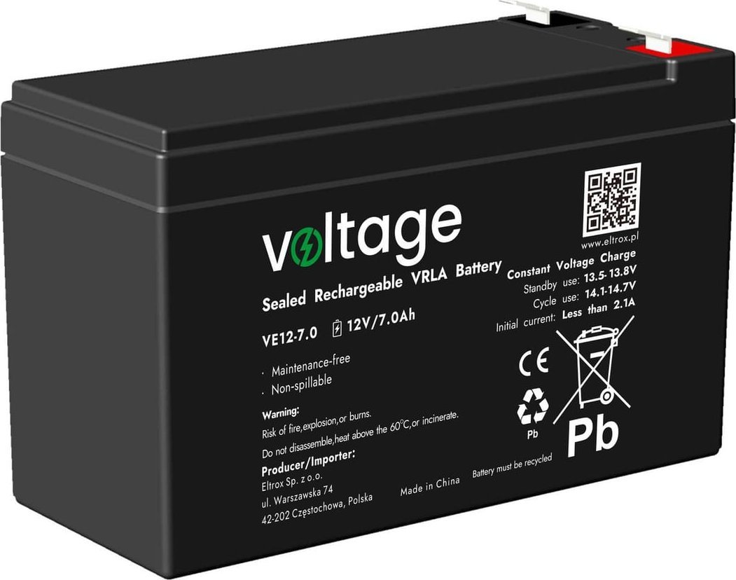 voltage Akumulator AGM Voltage 12V 7.0Ah VE12-7.0