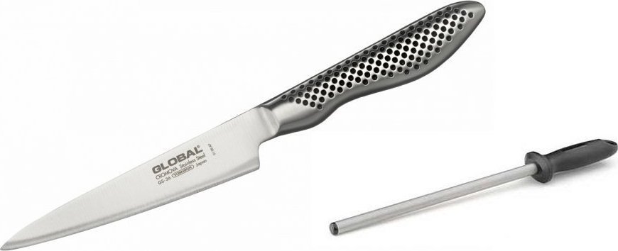 Nóż uniwersalny 11cm Global GS-36 PLUS ostrzałka Taidea T0825D