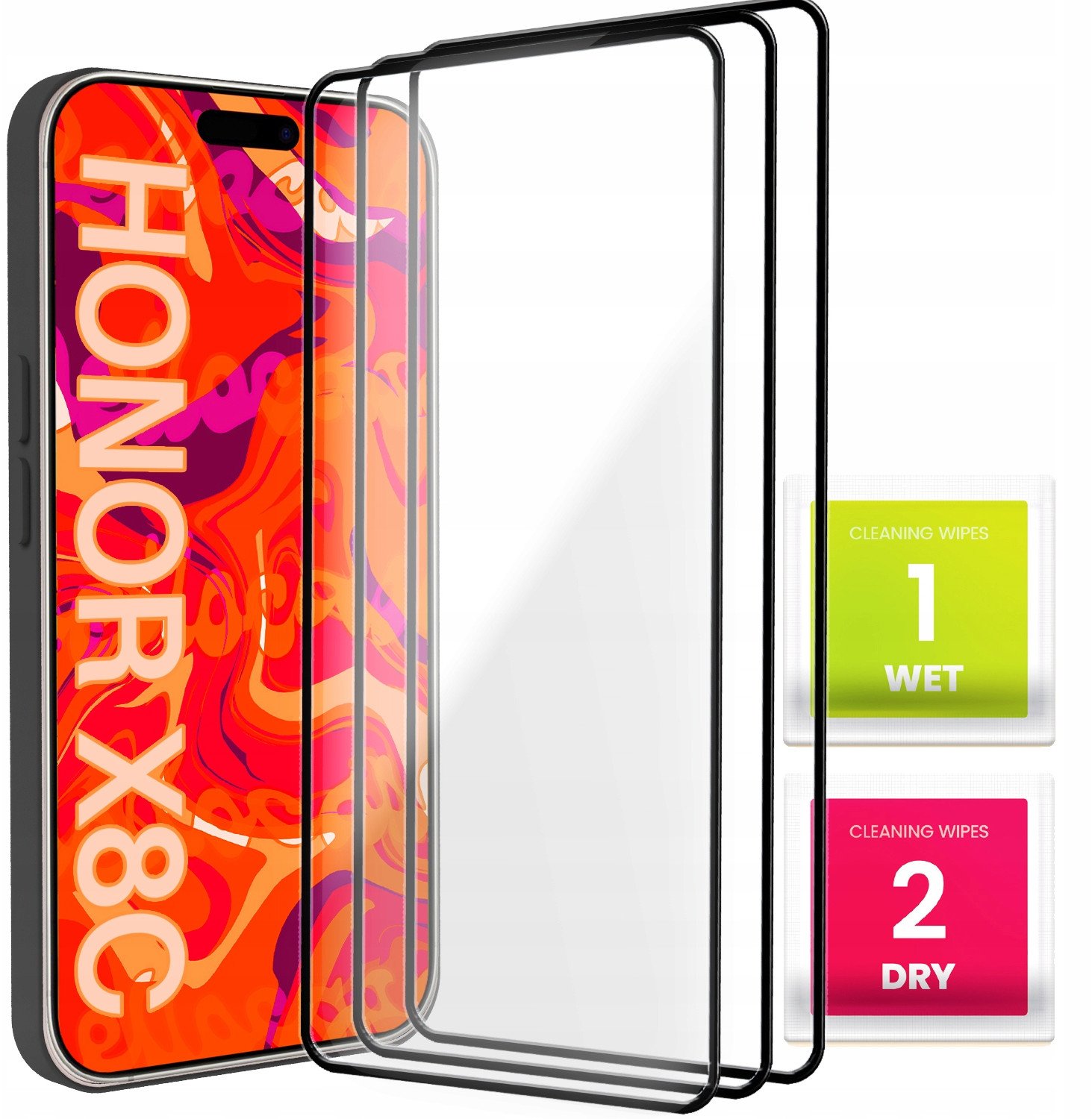 3-PAK Szkło Hartowane do Honor X8C 4G (Pełne, Ochronne, Szkiełko, Szybka)