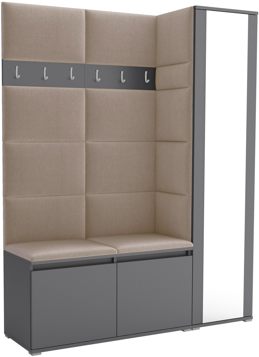 Tapicerowana garderoba Noris VII z lustrem - kolor antracyt + tkanina Trinity 04