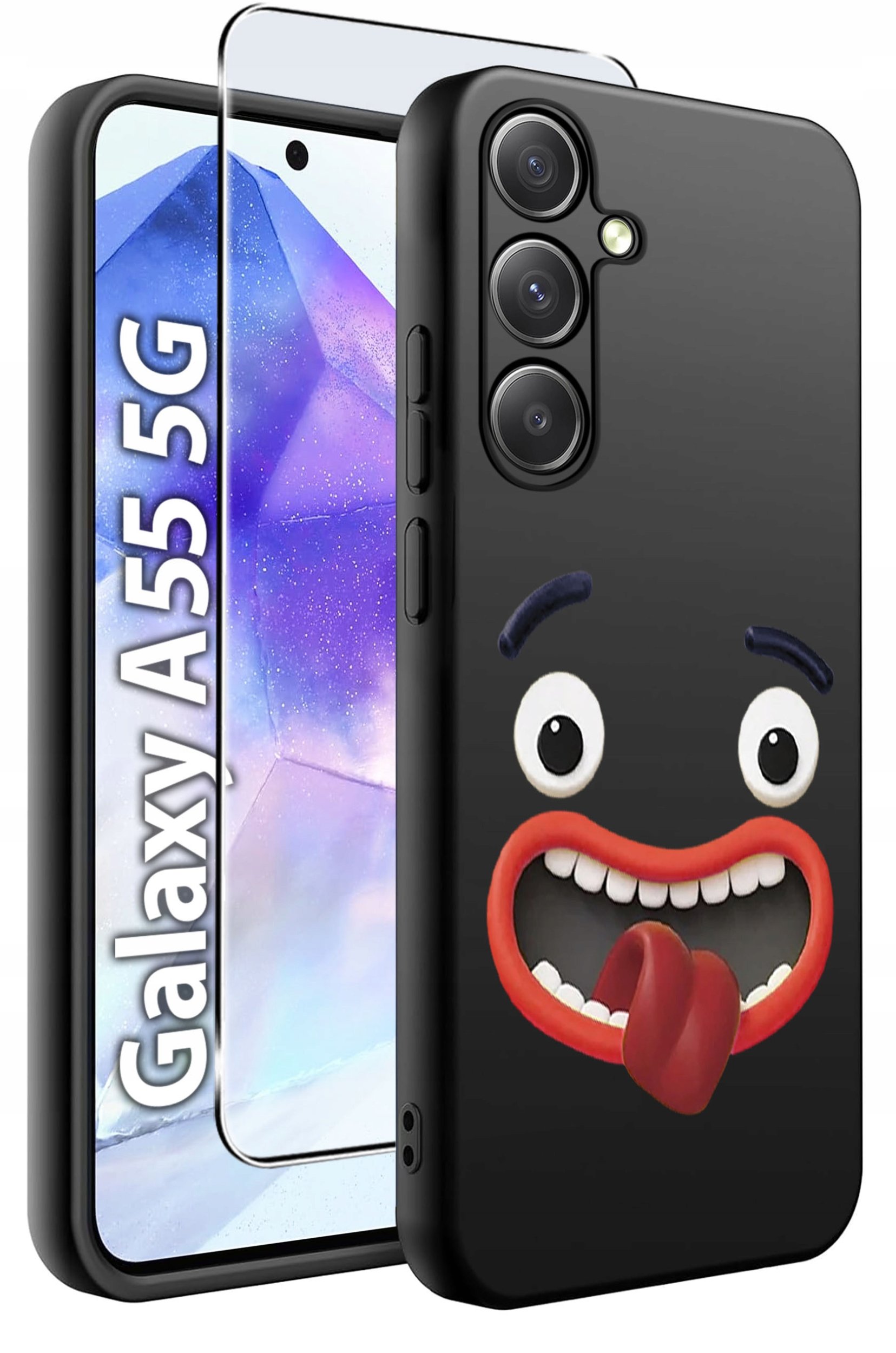 ETUI do Samsung A55 5G WZORY | SILIKONOWE MATT CASE + SZKŁO HARTOWANE 9H