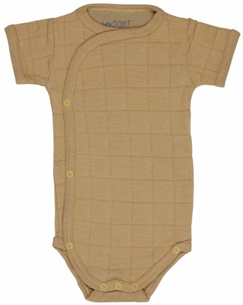 Sale! Lodger Romper Solid cotton bodysuit with short sleeves Honey 68 cm RFS 076_68