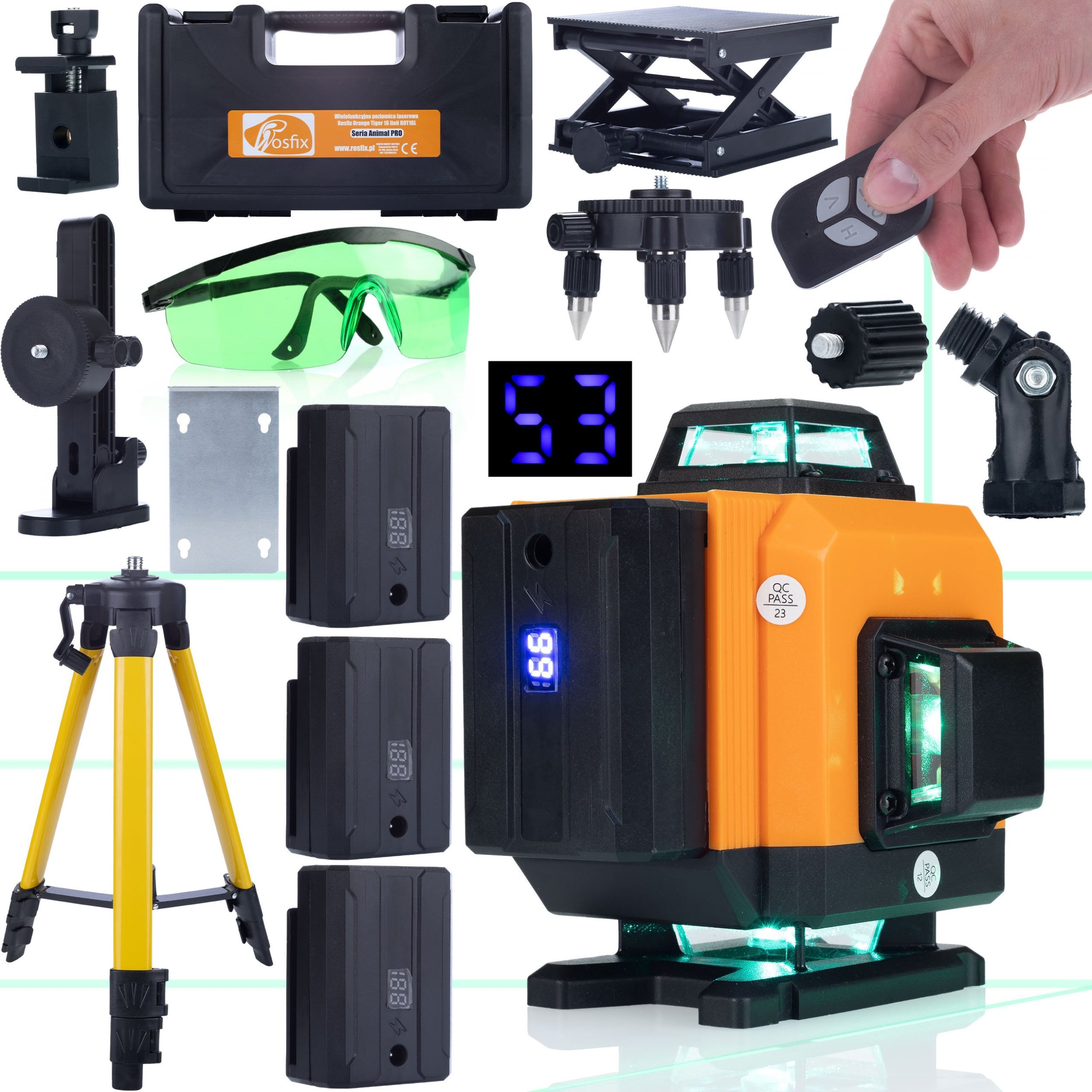 Rosfix ZESTAW LASER KRZYŻOWY 360 STATYW ADAPTER SKOS OKULARY ROSFIX WALIZKA 3AKU